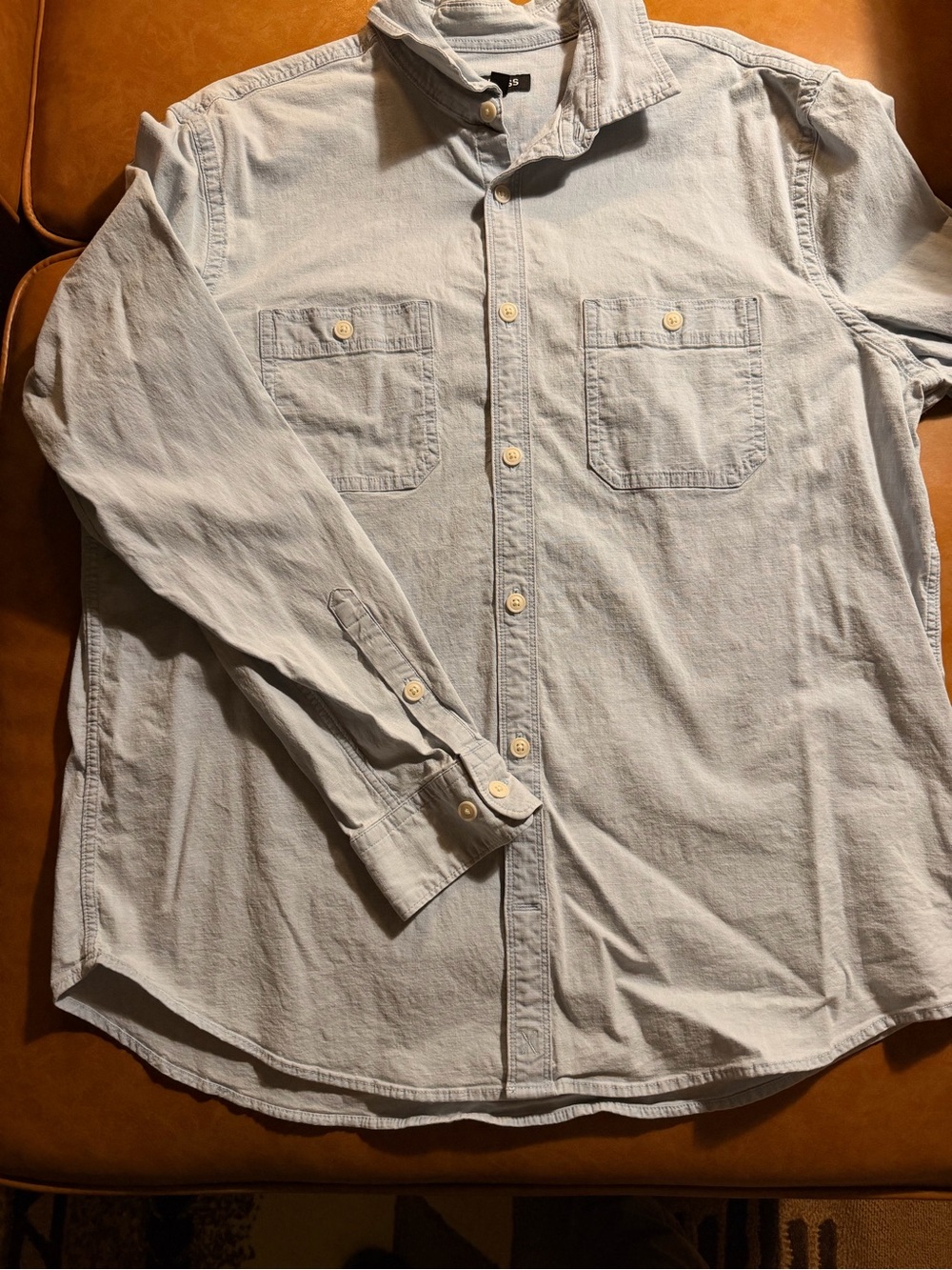 Men's Express Light Blue Button-Down Shirt - Casual Long Sleeve